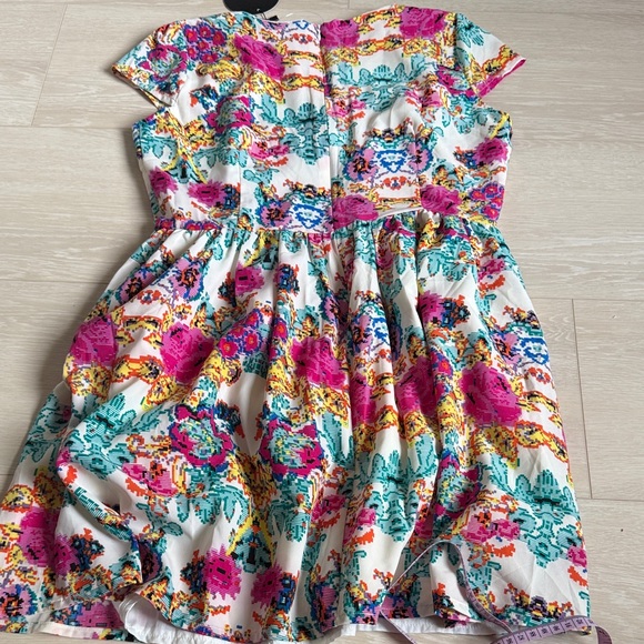 3/$10 Cutie Vibrant Floral Dress - Pink, Blue, Yellow - Picture 8 of 8